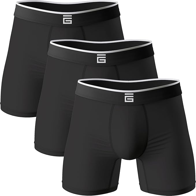 Mens Boxers Bamboo Anti Chafing Briefs Longer Leg - 3 Pack